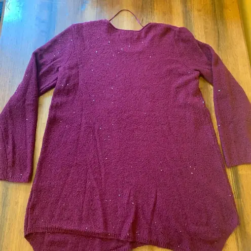 Apt. 9  sweater women’s large burgundy maroon sequins longsleeve handkerchief cut - Image 5
