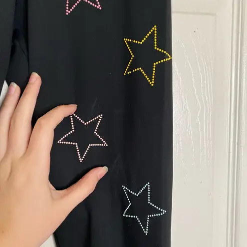 Beach Riot x Soul Cycle Multi Colored Star Embellished Black Leggings Size Small