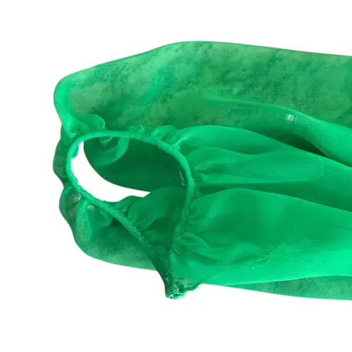 Victoria Royal Ltd 1960s Green sequin & Beaded Vintage Gown Dress sheer sleeves Size M