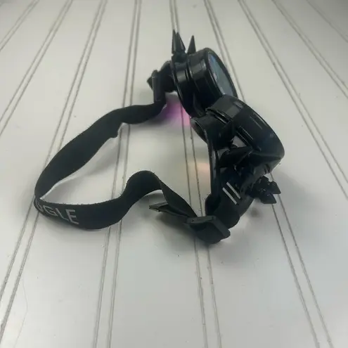 Steampunk Kaleidoscope Spike Goggles Rainbow Lens Festival Rave Costume Eyewear Black