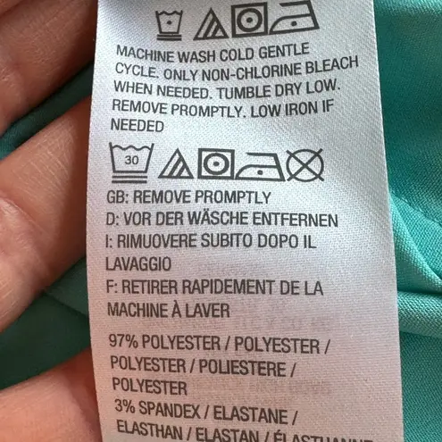 Susan Graver Turquoise Blue Light Material Blouse SZ M With Pockets V Ne…