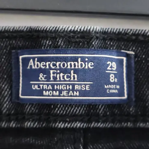 Abercrombie & Fitch  Ultra High Rise Mom Jean Washed Black Distressed 8 29