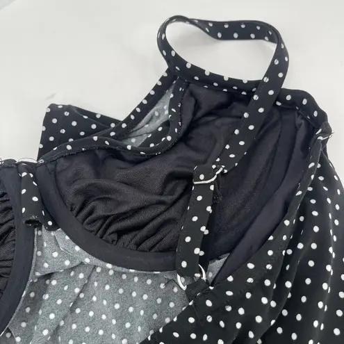 MiracleSuit Tankini Top Size 12 Pin Point Love Knot Black White Polka Dot NWT