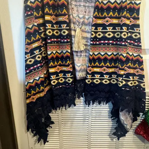 Western/Aztec Women's Kimono/Cardigan, Size XL Blue