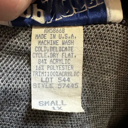 Top Notch 1980s Tunic Length Gray Floral Geometric Print Cowl Neck Sweater 1X Black