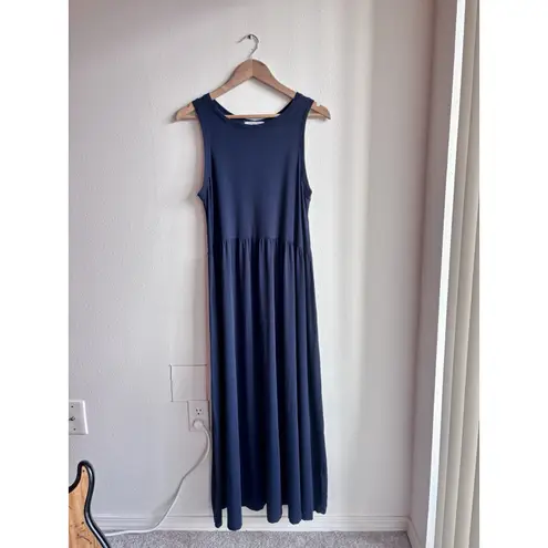 Perfect White Tee Eva Slub Jersey Tiered Maxi Tank Dress Navy