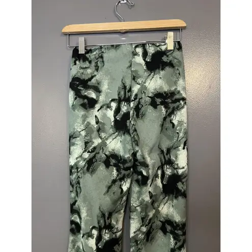 Streetwear Society Pants Womens Small Green Black Flare Bell Bottom Stretch