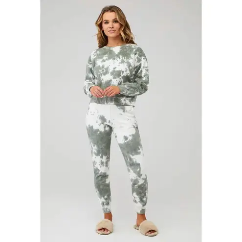 525 French Terry Tie Dye Joggers in Sage Multi Small Womens Sweatpants White