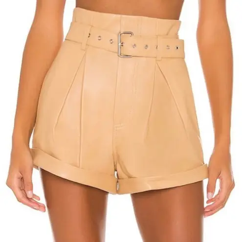 Camila Coelho NWT Azan Leather Shorts in Tan