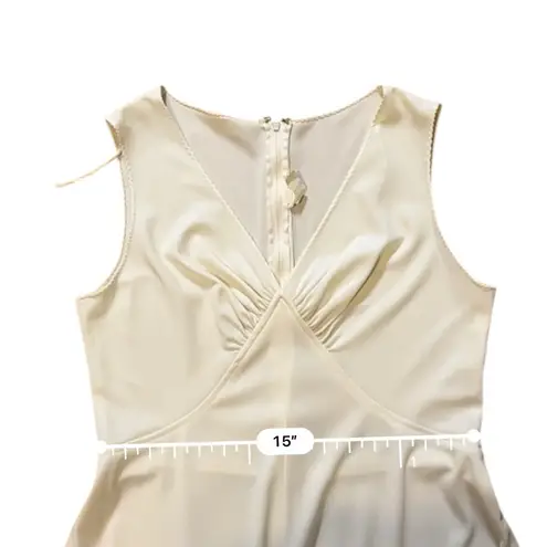 Handmade 70s VTG Off White Empire Waist Maxi Dress With Sheer Crocheted Cape Overlay S/M