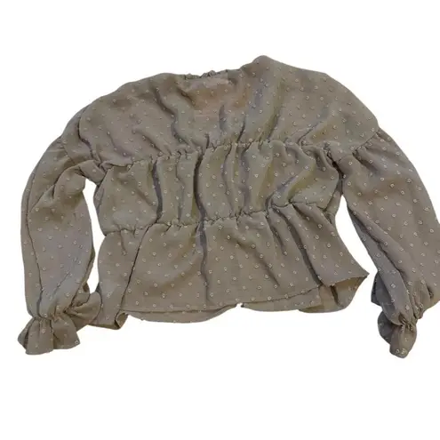 Peach Love California Brown polka dot long sleeve