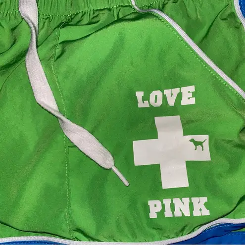 PINK - Victoria's Secret EUC-Love Pink Green running shorts with pockets and inside lining.