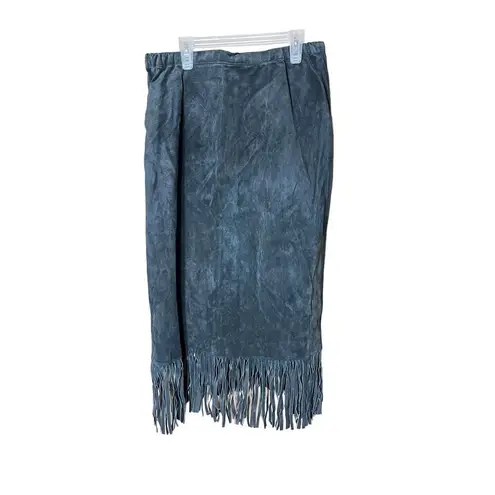 Chico's Chico’s 100% Leather Fringe Midi Wrap Skirt Size M