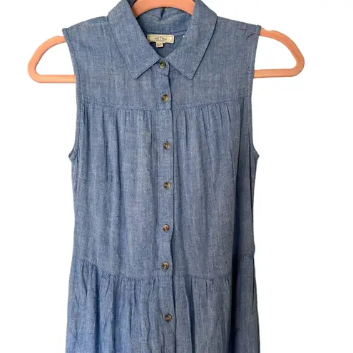 Fat Face Jolene Blue Chambray Button Down Front Maxi Shirt Dress Size 2
