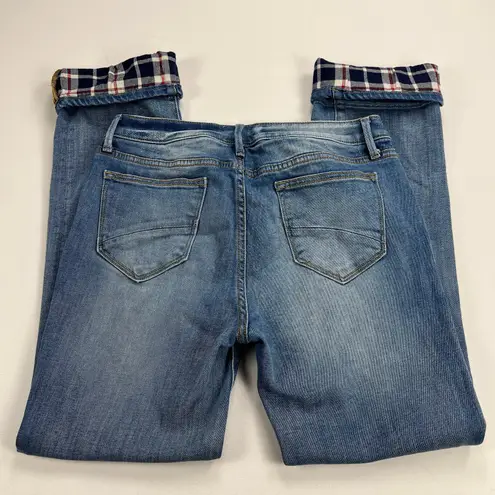 Driftwood Colette Flannel Cuff Straight Leg Mid Rise Medium Wash Jeans Size 29