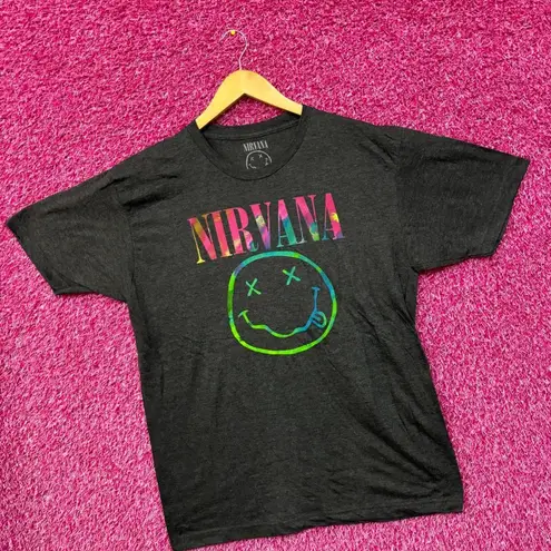 Nirvana Nevermind Dead Eyes Colorburst Smiley Grunge Tee XL