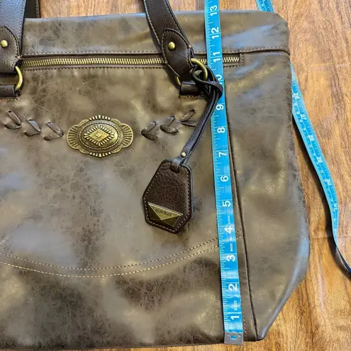 Ellen Tracy NWOT Women's Western Faux Leather Brown Tote Bag Brass Hardware