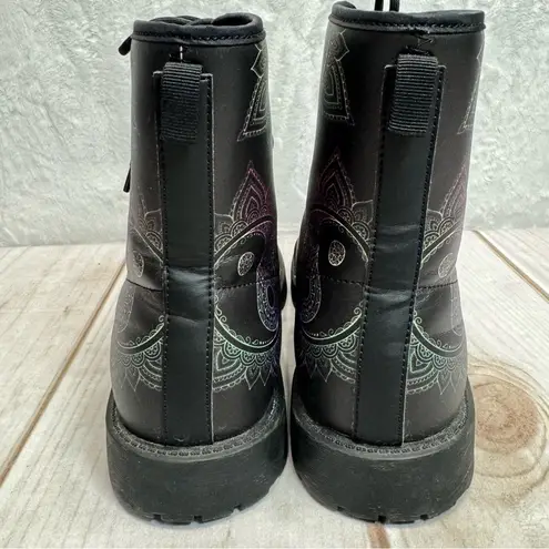 Yin Yang Mandala Chakra Combat Boots Lace Up Vegan Dream Catcher Boho Whimsigoth Size 11