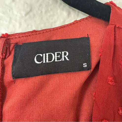 Cider V-neck Burnt Orange Swiss Dot Ruffled Maxi Dress Size Small