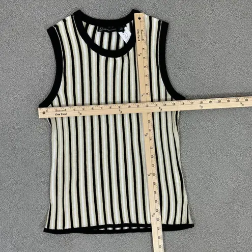 New York & Co Striped Ribbed Knit Sleeveless Sweater Tank Top Tan Black Large