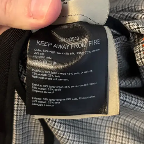 Roland Mouret Dalia Wool and Silk Midi Dress Black White Check Size 8