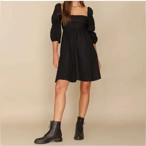 Exlura  Women’s Square Neck Dress Long Puff Sleeve A-Line Casual Short Mini Dress