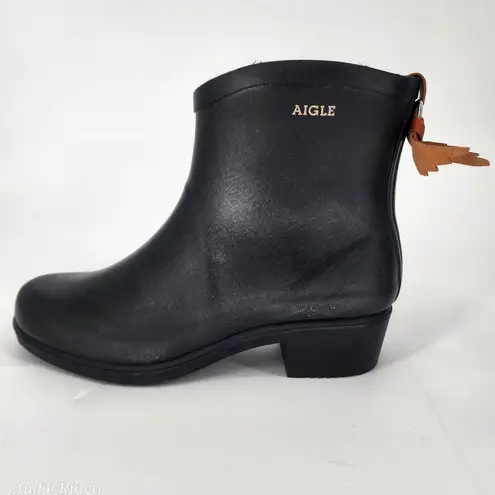 Aigle MS Juliette Bot Short Rain Boots Black Rubber Women’s EU 37 / US 6.5–7
