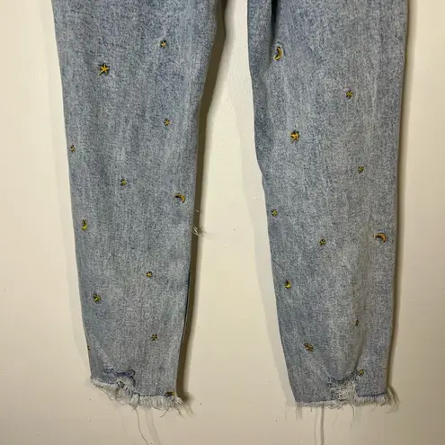 Tinseltown  Heavily Distressed Ripped Hole Denim Straight Leg Jeans Raw Hem Fray