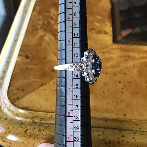 Natural Blue Sapphire Sterling Silver Cocktail Ring Size 6