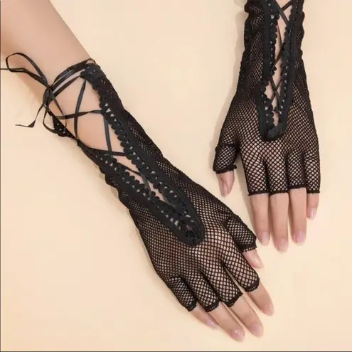 Fishnet Lace Fingerless Gloves New
