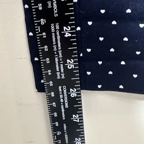 Dalia Women’s Navy Ankle Pants Size 12 Polca Dot Heart Print Stretch Waist 36 Blue