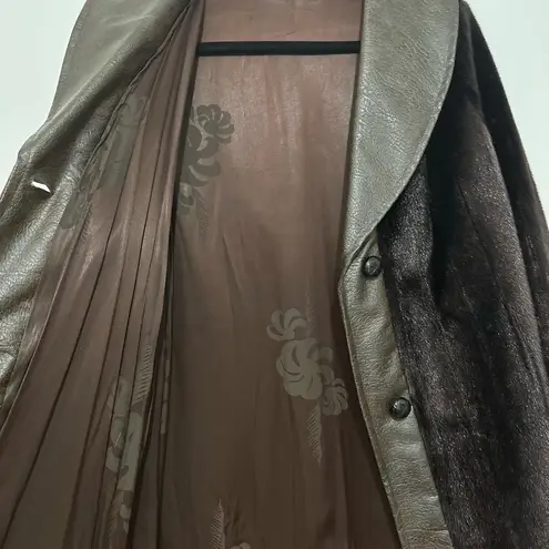 Mink fur leather collared coat winter medium or small