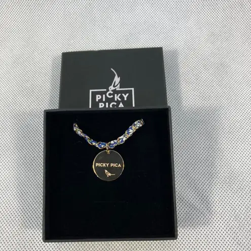 Picky Pica NWT Necklaces Mix of Cotton fabric, Silver Chain and Brass Plate