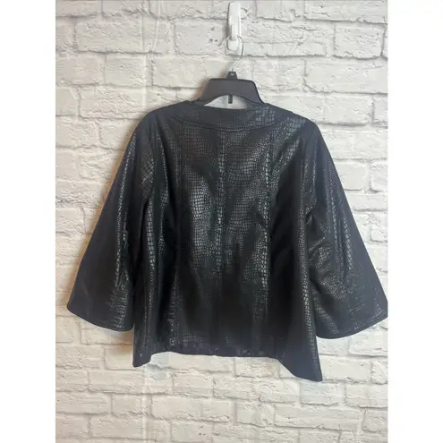 Susan Graver Women’s Faux Alligator Leather Zip Swing Chic Jacket Size Medium
