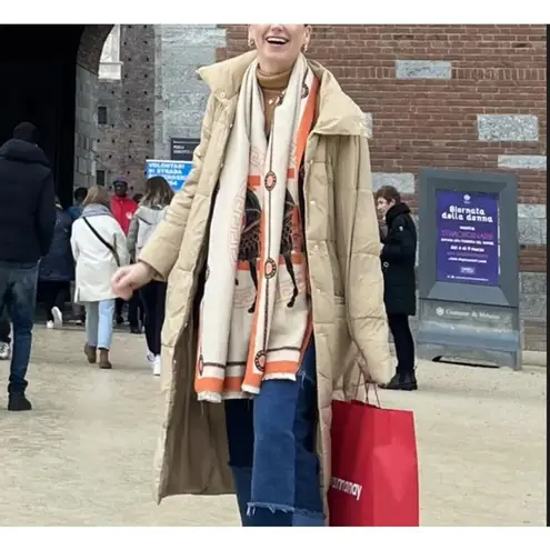 Ellen Tracy Camel Pillow Cowat SMALL Puffer Warm Quilted Trench Designer $296