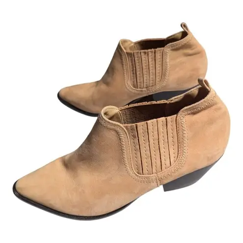 Schutz Jacqueline Camel Tan Nubuck Leather Western Low Top Ankle Boots Sz 8.5