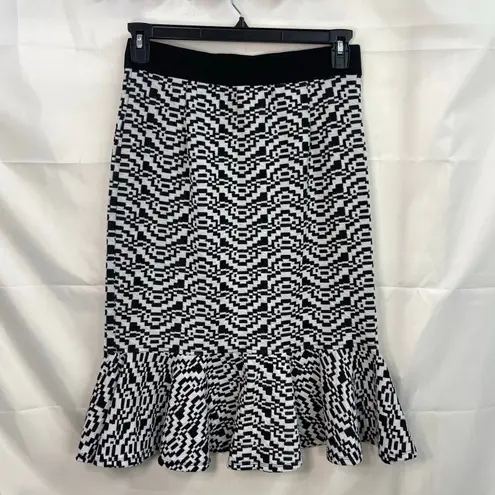 Vintage Metrowear white black geometric pull on stretch mermaid midi skirt M Size M