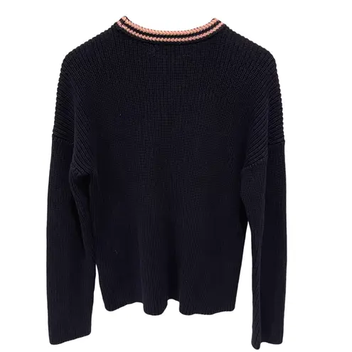 Brooks Brothers Red Fleece Women's Chevron Knit Sweater Navy Pink White Size M