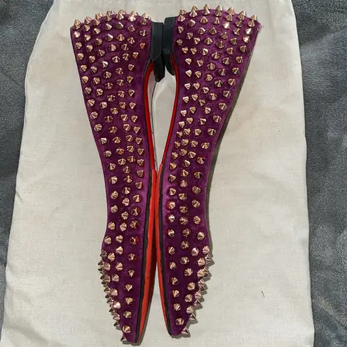 Christian Louboutin  Follies Spikes Suede Flats in Merlot. Size 38. - Image 2