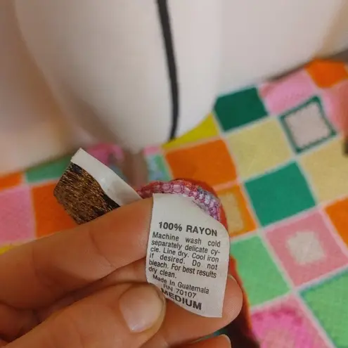 American Vintage Nouveau Floral Flowers Vintage Retro Bright Rayon Size Medium M Shirt Blouse