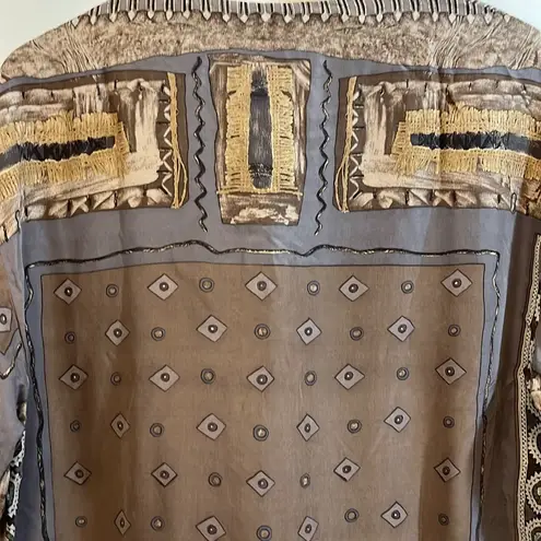 Renato Nucci Paris 100% Silk Geometric Tunic Button Down Blouse