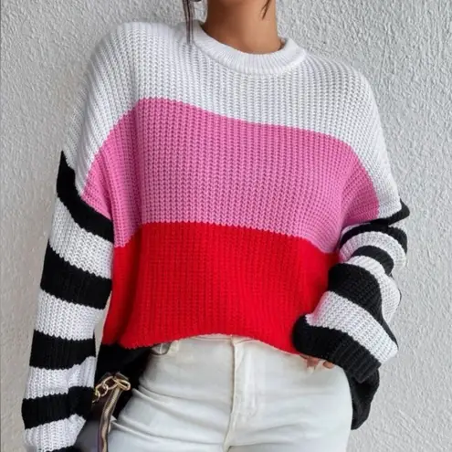 Lavishly Paris NWT, Women’s Colorblock Drop Shoulder Sweater.