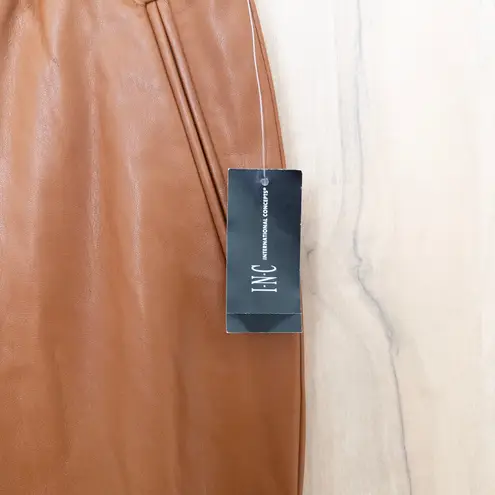 INC Brown Cinnamon Spice Faux Vegan Leather Pull