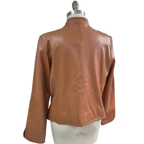 Valerie Stevens Vtg Tobacco Brown Soft Leather Jacket Zip Front Womens Sz XL