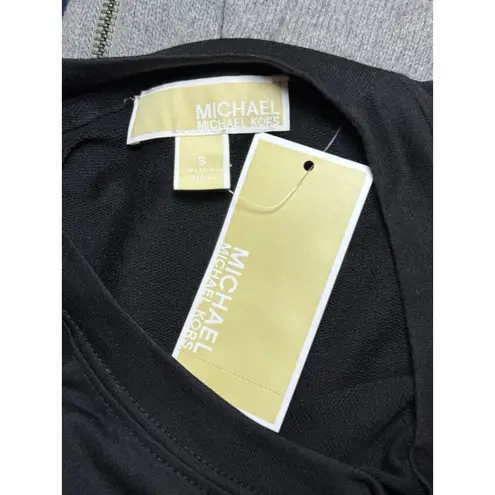 Michael Kors BLACK Ribbed Gold Stud Crew Neck Sweater Size SMALL NWT Brown