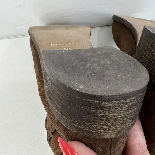 Sundance Sz 38 US 7.5 8 Molly Pitcher Leather Sherpa Lined Booties Boots Buckle