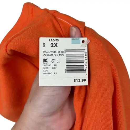 Holiday Editions Halloween Tee Size 2X NWT holiday party witch cat fall sparkle Orange