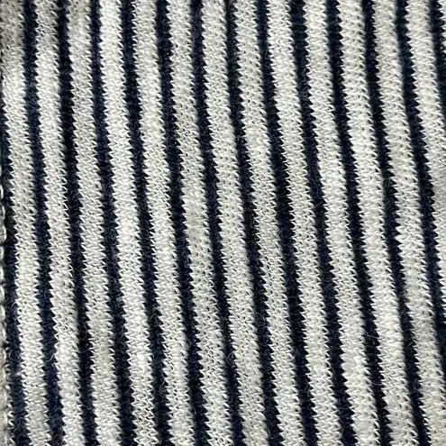 Tahari Shirt V Neck 100% Linen T-Shirt Striped Sz Large Nautical Neck Preppy