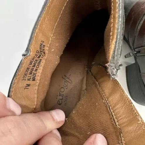 EuroSoft Phoebe Faux Leather Buckle Accent Boot Bootie Size 7 Gray & Brown