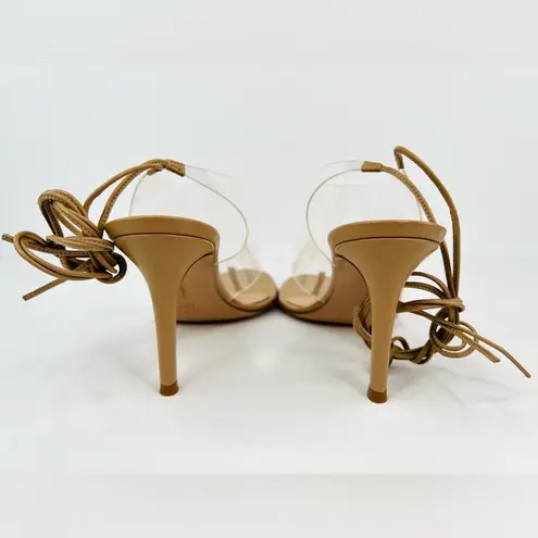 Gianvito Rossi Plexi PVC Leather Thong Heel Wraparound Sandals Size EU 36.5